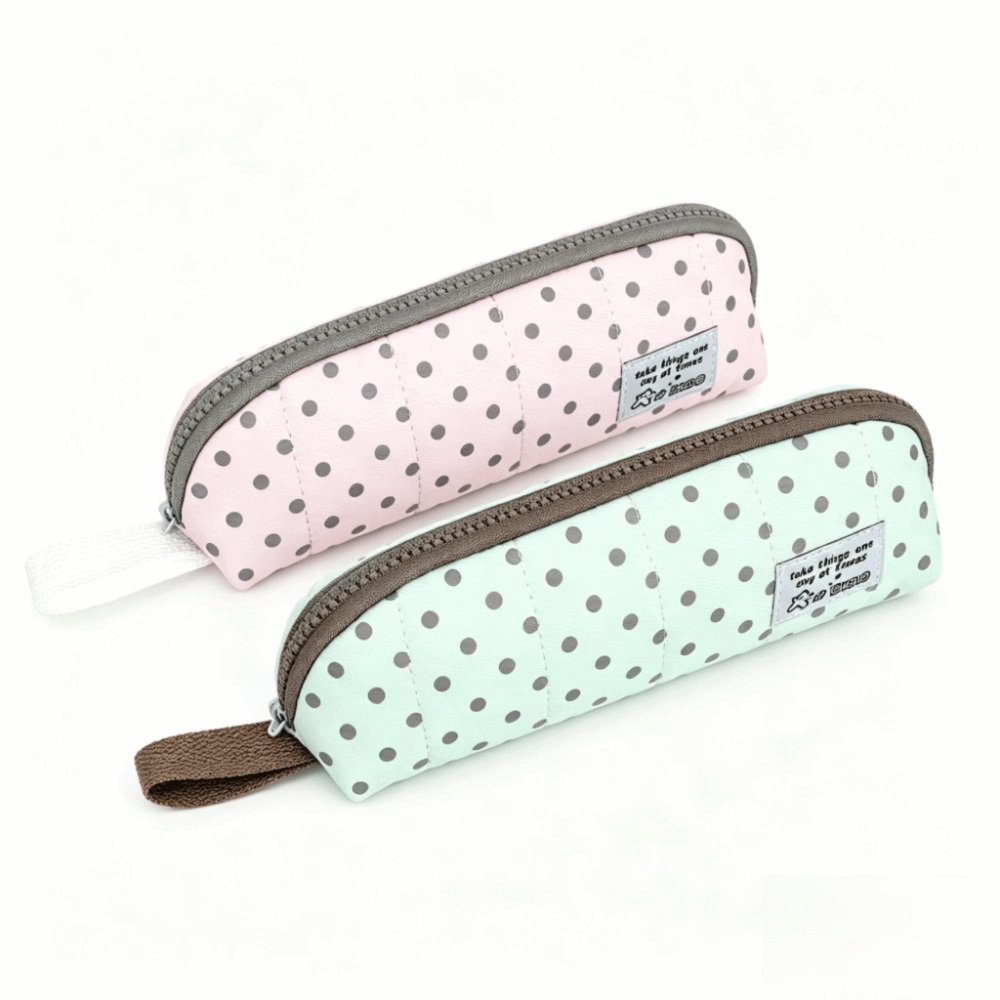 Aesthetic Large Pencil Case Pouch - Trousse à crayons à pois, style
